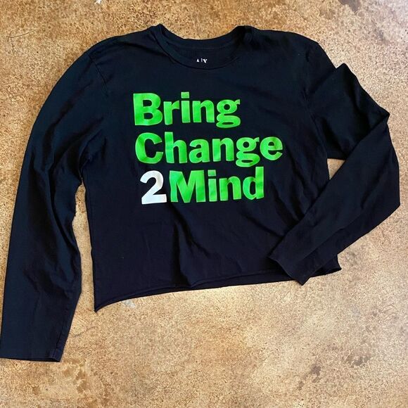 Armani Exchange‎ black long sleeve cropped tee top - Picture 1 of 5
